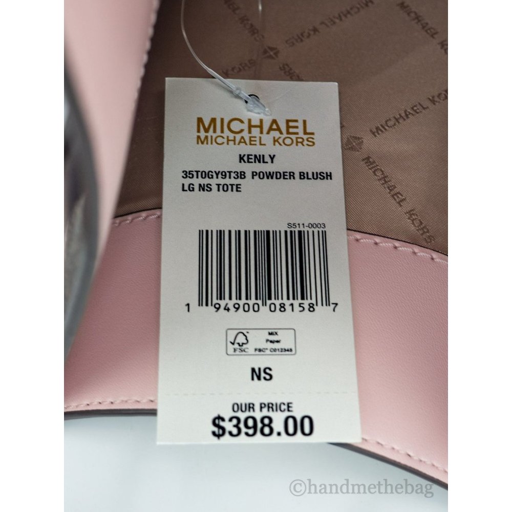 NEW Michael Kors Kenly Large North South Tote Bag Brown Pink Signature Computer - Picture 4 of 9